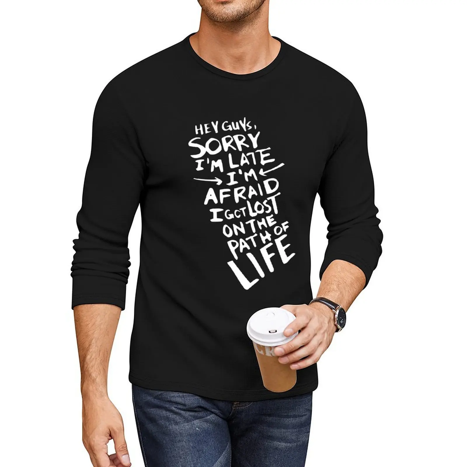 

Длинная футболка «Hey Guys, Sorry I am Late», винтажная одежда, милые топы, забавная футболка, дизайнерская футболка для мужчин