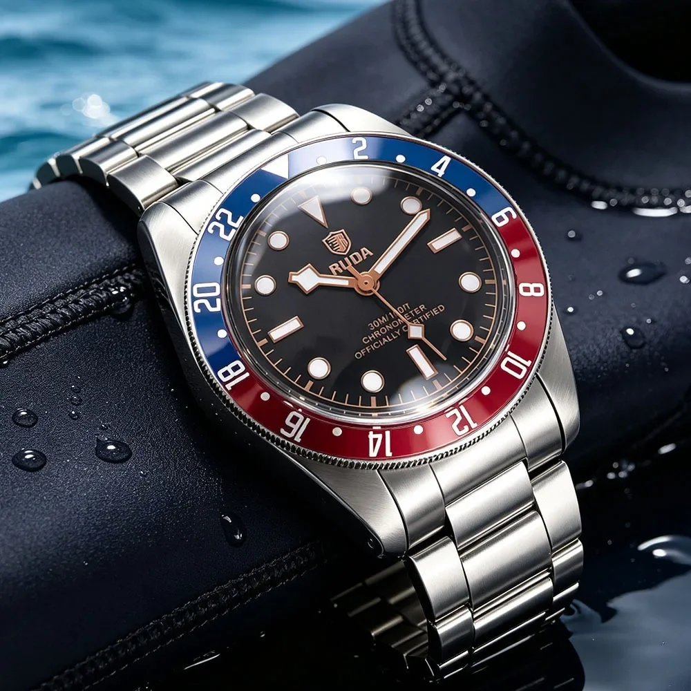 Vintage Diver Style Men's Quartz Watch VH31 Luminous Stainless Steel Bracelet Male Wristwatch Business Casual Daily Waterproof