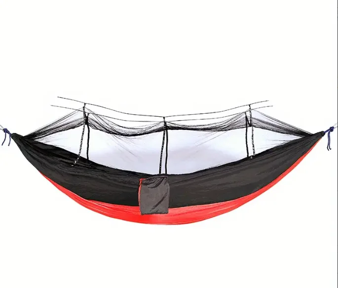 

Camping Hammock with Mosquito Net, 550 lbs Weight Capacity, Portable & Compact Hammock Includes Carabiner & bag, Comfortable Br