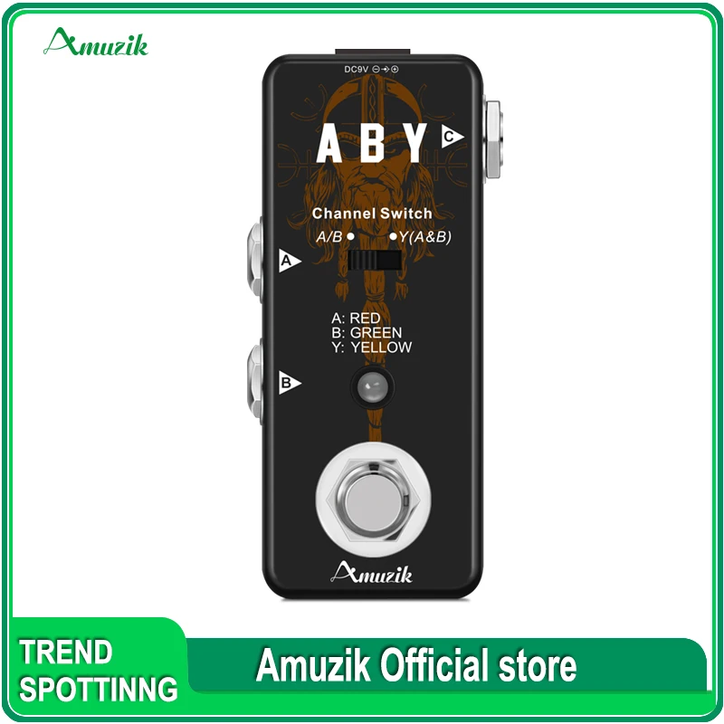 

Amuzik ABY Switch Line Selector Selection Channel Pedal Mini ABY Box Switcher Electric Guitar Amplifier Footswitch True Bypass