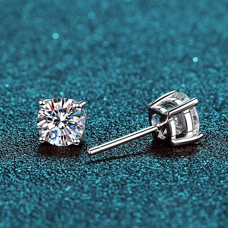 New 2.0ct Moissanite Earrings for Women Lab Grown Diamond Ear Studs 925 Sterling Silver Fine Jewelry Gift