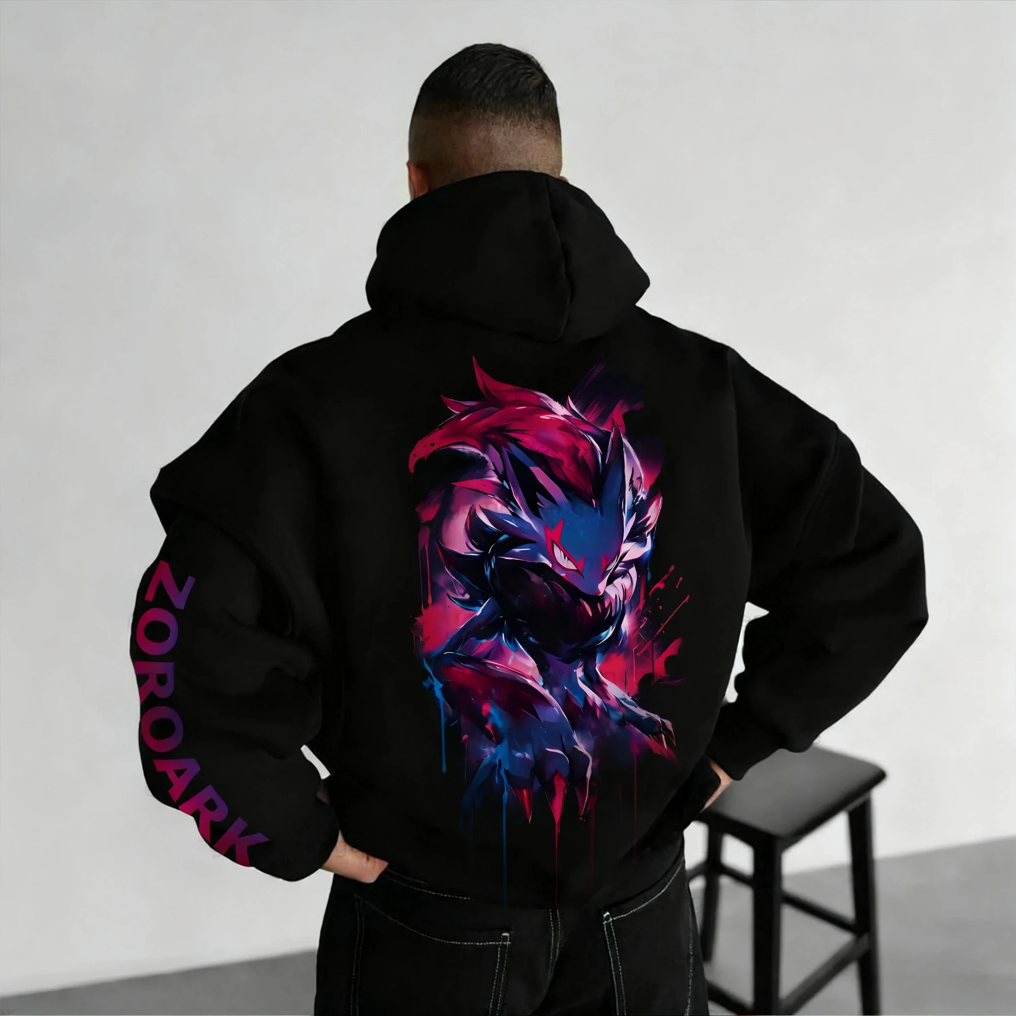 

Периферийная толстовка с капюшоном в стиле аниме «Покемон», осень/зима 2022, новый повседневный свободный свитер в стиле хип-хоп с красочным принтом, большой размер, свитер для родителей и детей, топ