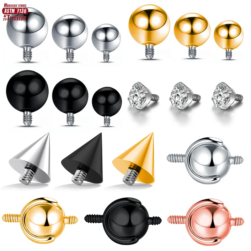 Piercing cônico de titânio f136, 10/50 peças, 3-5mm, esmalte redondo, língua de hélice, barra, anel labial, brinco, acessórios de joias