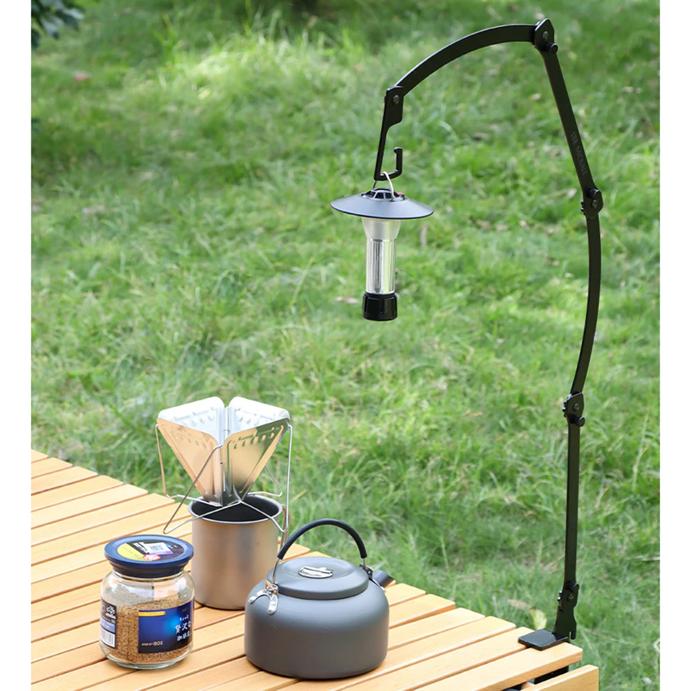 Folding Table Lamp, Cantilever Bracket, Clamp, Adjustable Height, Aluminum Light Stand for Outdoor Camping Lantern Camera