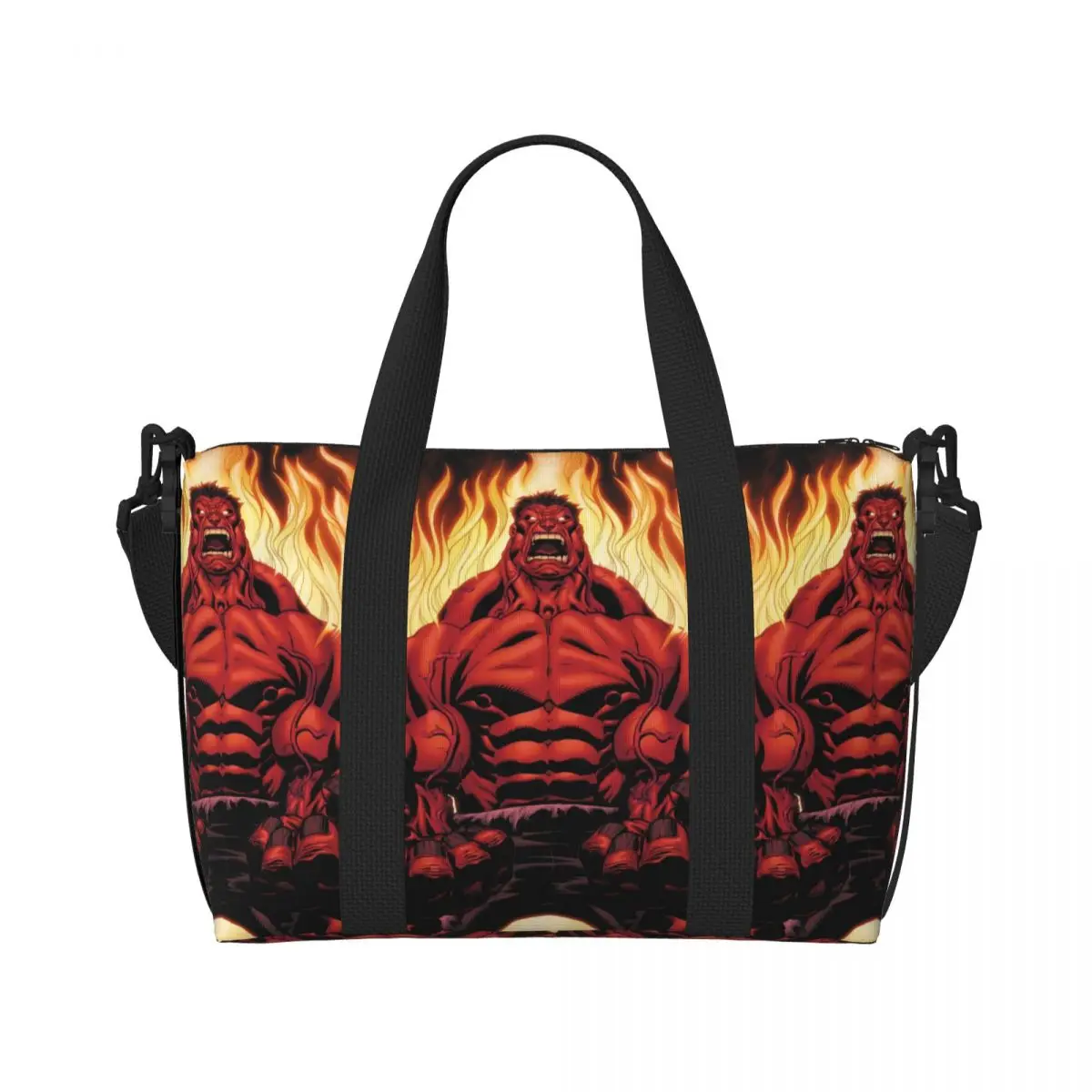 Aangepaste Rode Hulk Strand Draagtas Vrouwen Grote Compartiment Gym Strand Reistassen