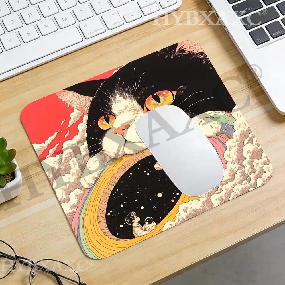 

HYBXAXC Dreamy black and white cat and starry sky pattern Mouse Pad Office or Home, Modern for Work Setup, Computer Accessories