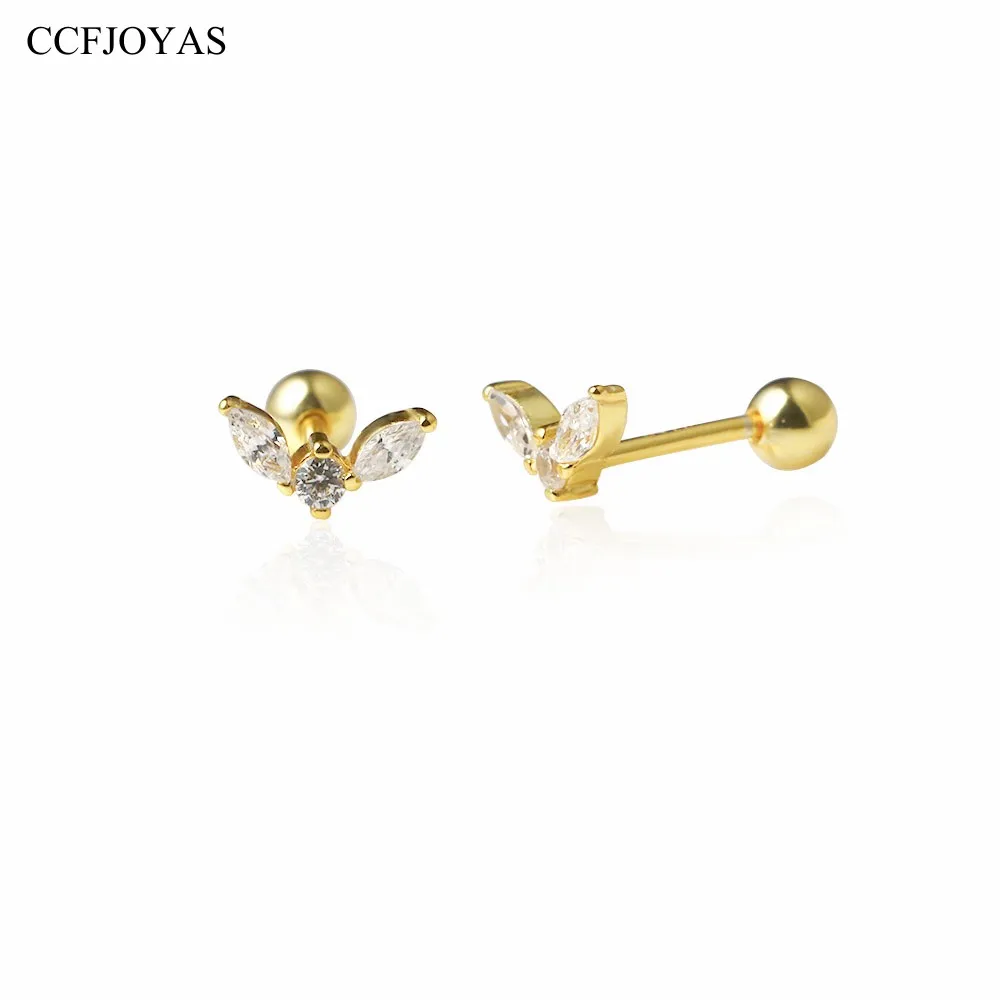 

CCFJOYAS 925 Sterling Silver Mini Cute Marquise Stud Earrings for Women European and American Personality Screw Earrings Jewelry