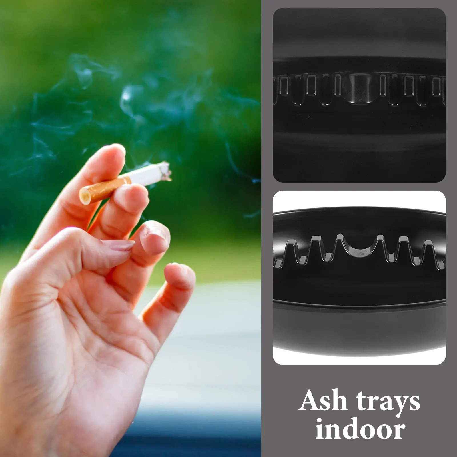 

Plastic Cigarette Ashtray Rack Black Portable Home Use Easy Clean Modern Style Multi Slot Smoke Holder Outdoor