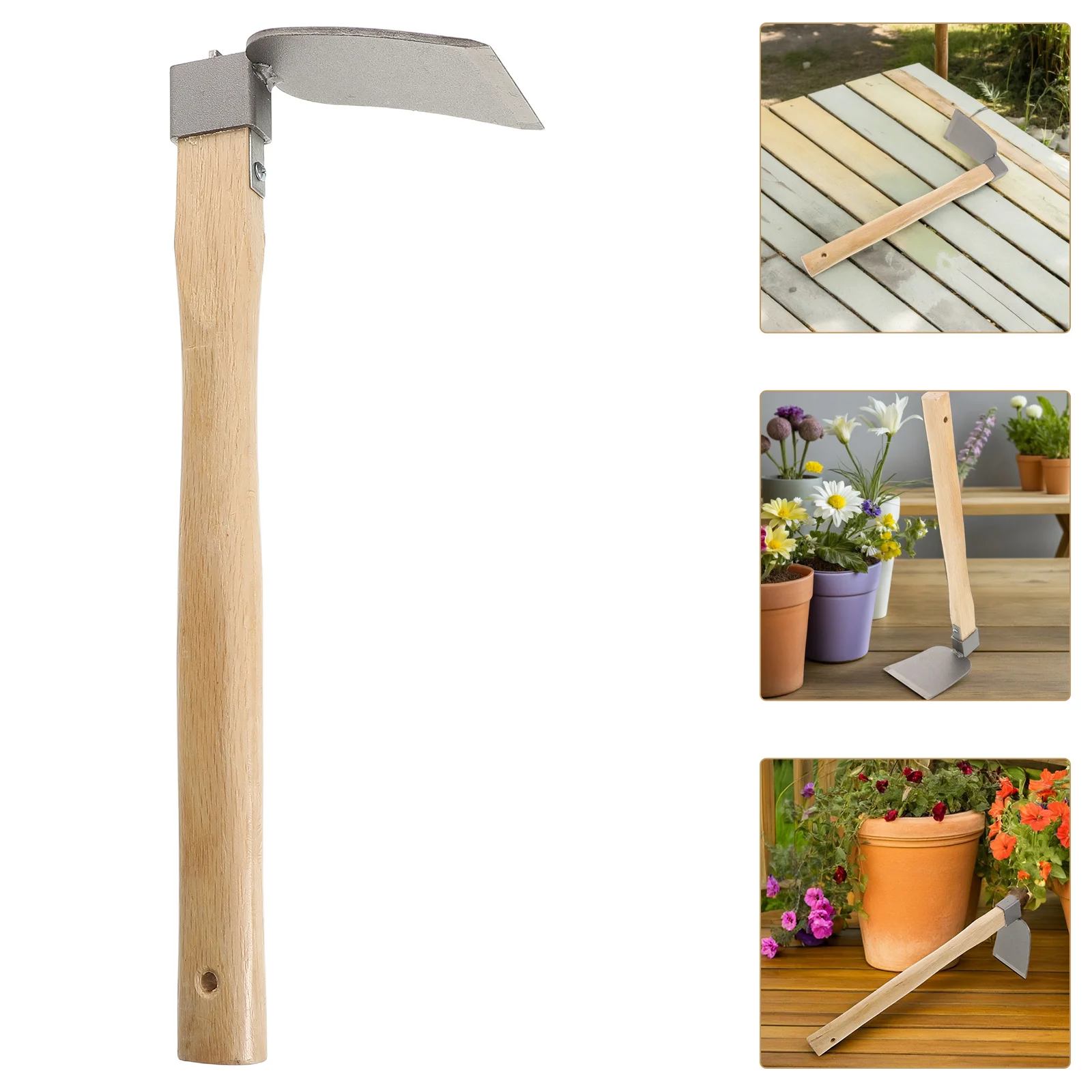 

2pcs 15 Inch Wooden Handle Steel Hoe Garden Weeding Multifunctional Soil Cultivator Portable Farming Hand Tool For Planting