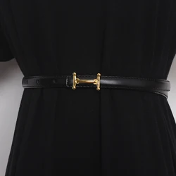 2022 Simple Design Women Cow leather Belt Slim Corset Strap Jeans Pants Belt Women Causal Street Show Cowskin Waist Belt Cinture