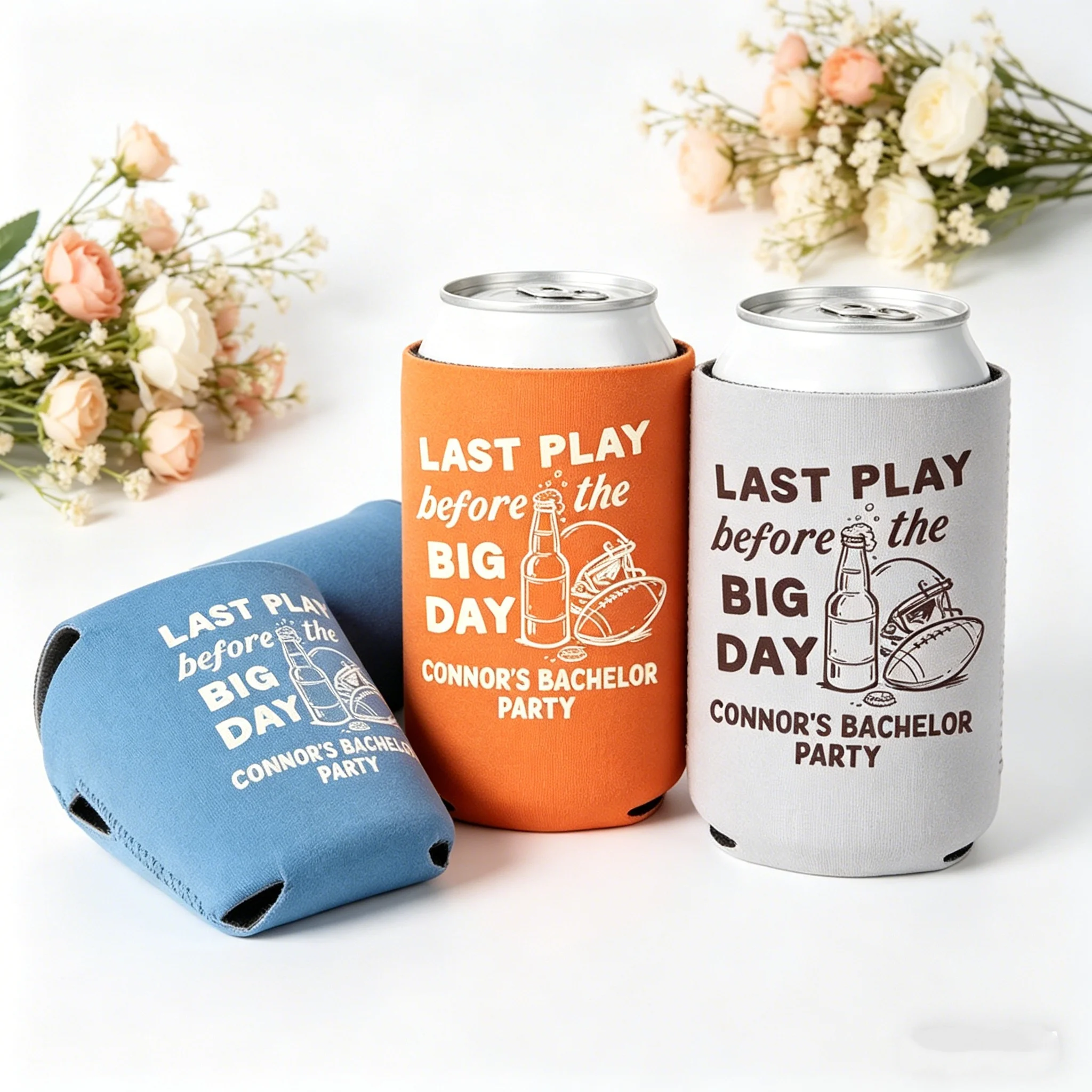 

10/20/30pcs Personalized Last Play Before The Big Day Bachelor Party Can Coolers, Custom Football Bachelor Party Favors for Guys