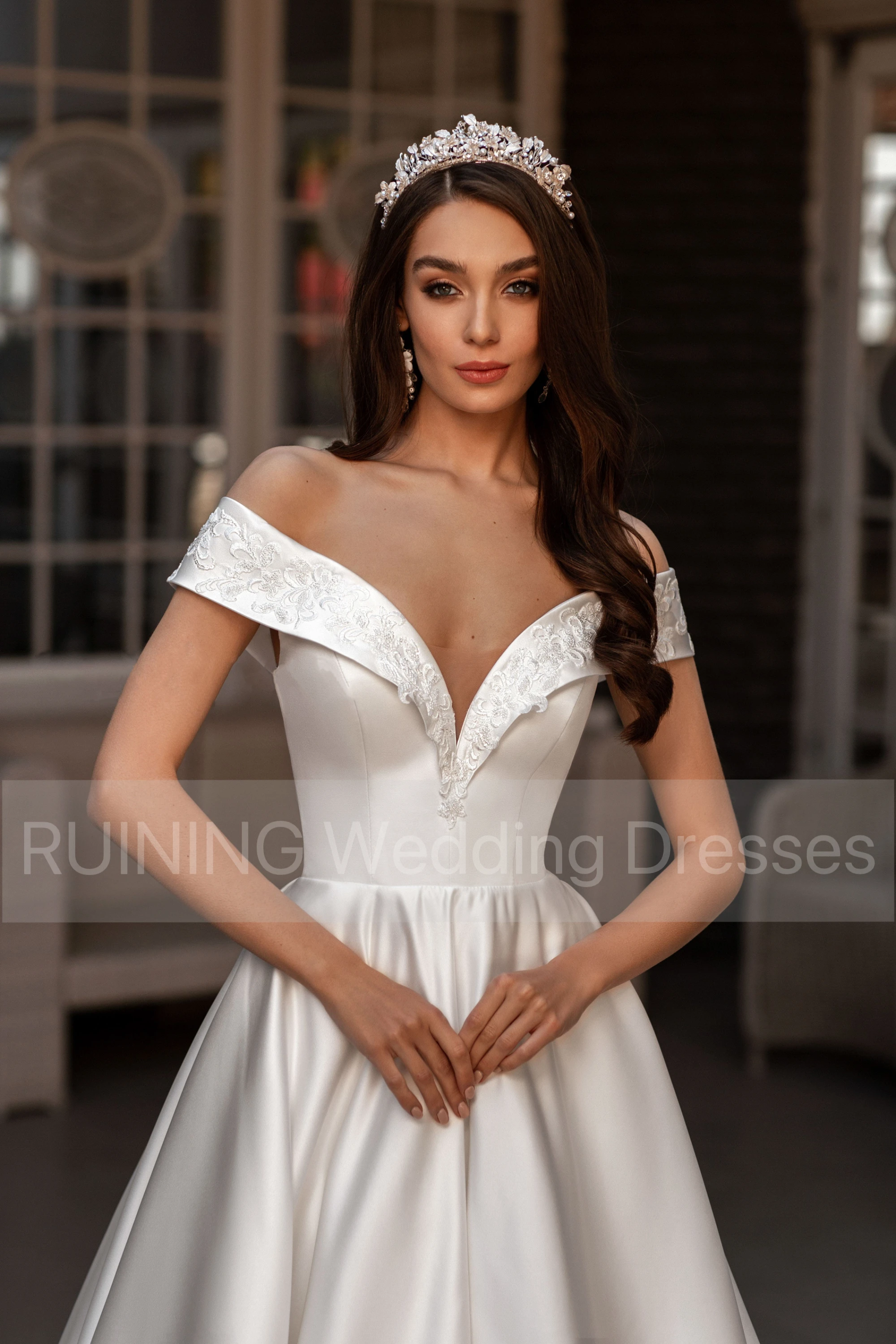 Simple Wedding Dresses Bridal For Women Lace Applique Sleeveless A-line Long Bride Dress vestidos de novia 2025 Satin Party Gown