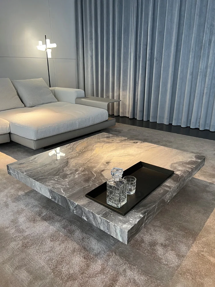 Natural marble coffee table square Venice brown