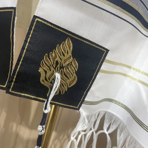 Imagen 2 del producto Tallit Bufanda Mesiana Estilo Fuego Oración Talit Jerusalén Hanukkah Mantón 50x180cm