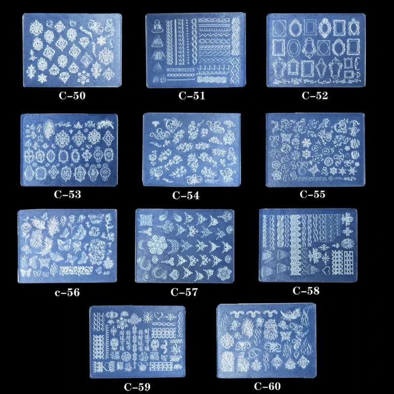 Plantilla de cristal de uñas de Gel UV DIY, moldes de silicona para arte de uñas, moldes para tallado de uñas DIY