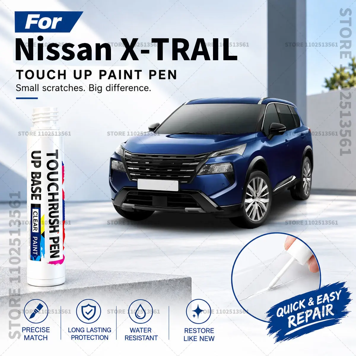 For Nissan X-Trail White Car Paint Touch Up Pen Scratch Repair Remover Auto Body Repair Marker Waterproof Car Paint Repair Tool