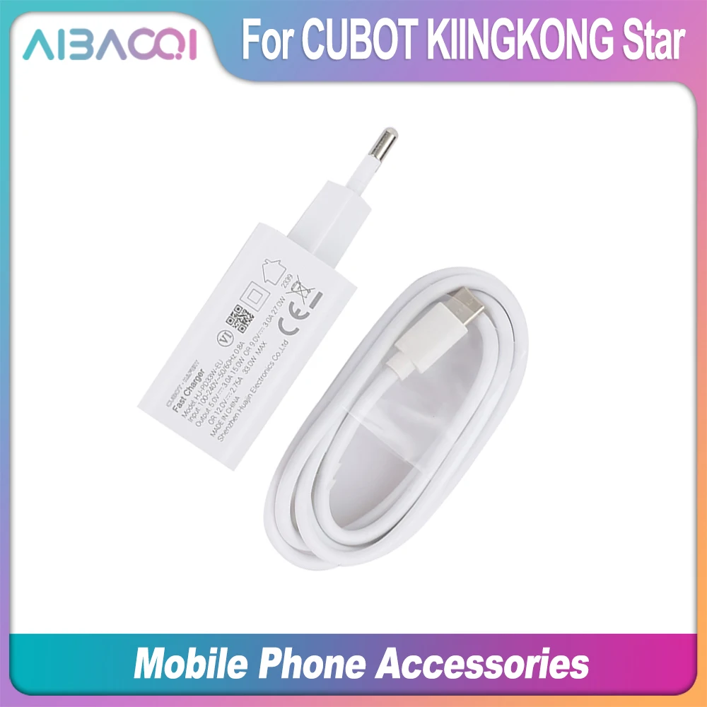 AiBaoQi Original GaN Fast Charger For Cubot KINGKONG Star EU Plug Travel 12V2.75A TPYE-C USB Cable D