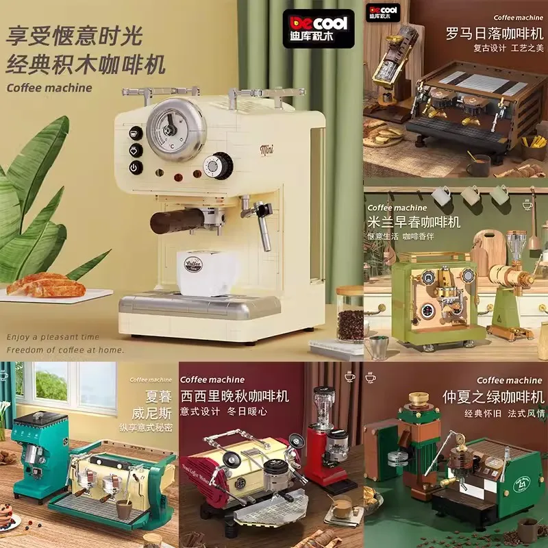 

Classic Creative Coffee Machine Building Blocks Coffeepot Mini Grinder Maker Desktop Decoration MOC Bricks Toys For Kids Gift