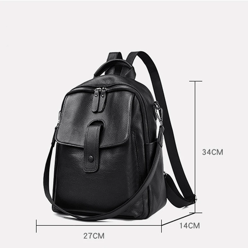 حقيبة ظهر من الجلد الطبيعي من SHELKSBAG للنساء باللون الأسود والجلد الناعم الحقيقي للسفر حقيبة ظهر قابلة للتحويل حقيبة كتف للسيدات #4