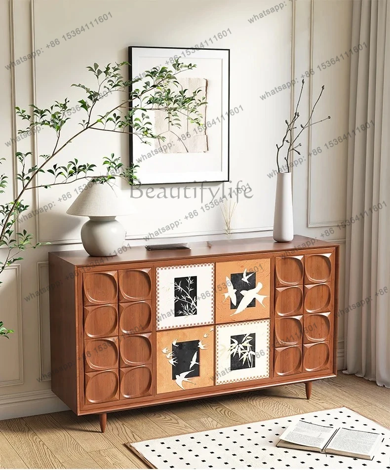 

Vintage Style Solid Wood Shoe Cabinet for Home Entrance Style Entryway Living Room Console Cabinet New Model