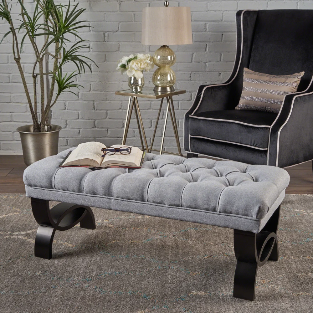 

Modern Fabric Ottoman Bench,Luxurious Button Tufting Upholstered Ottoman Diamond Stitching,Bench Ottoman for Living Room Bedroom