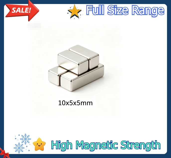 Super Strong 10x5x5mm Block NdFeB Magnet Powerful Permanent Neodymium Magnet For Motors Generators Machinery