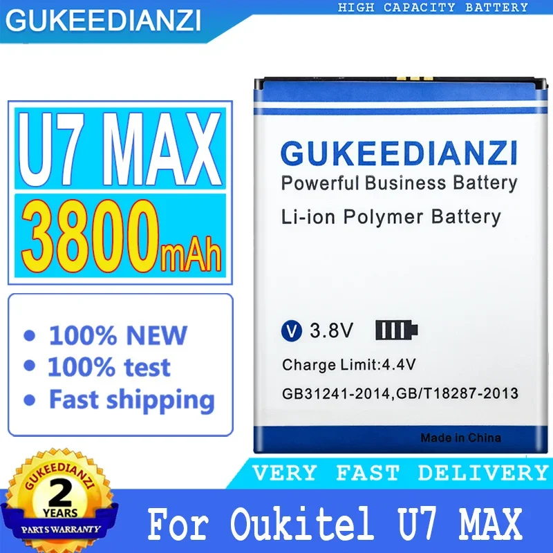 

GUKEEDIANZI Battery for Oukitel U7 Max, Rechargeable Batteries, Tracking Number, High Quality, 3800mAh,