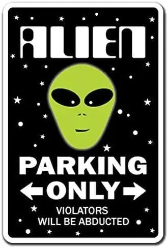 Alien Novelty Sign Parking Space Alieufo Gift Area 51 Science Fiction Gag Vintage Metal Sign 8X12 inches