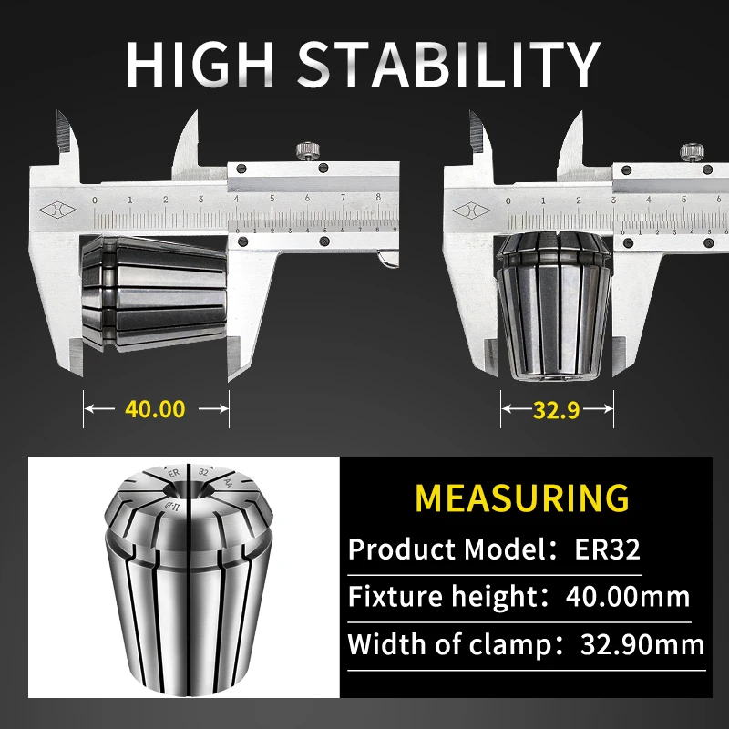 1 Set ER Collet High Precision 0.008/0.005 ER11 ER16 ER20 ER25 For Milling Tapping Grinding Carving and Other Processing