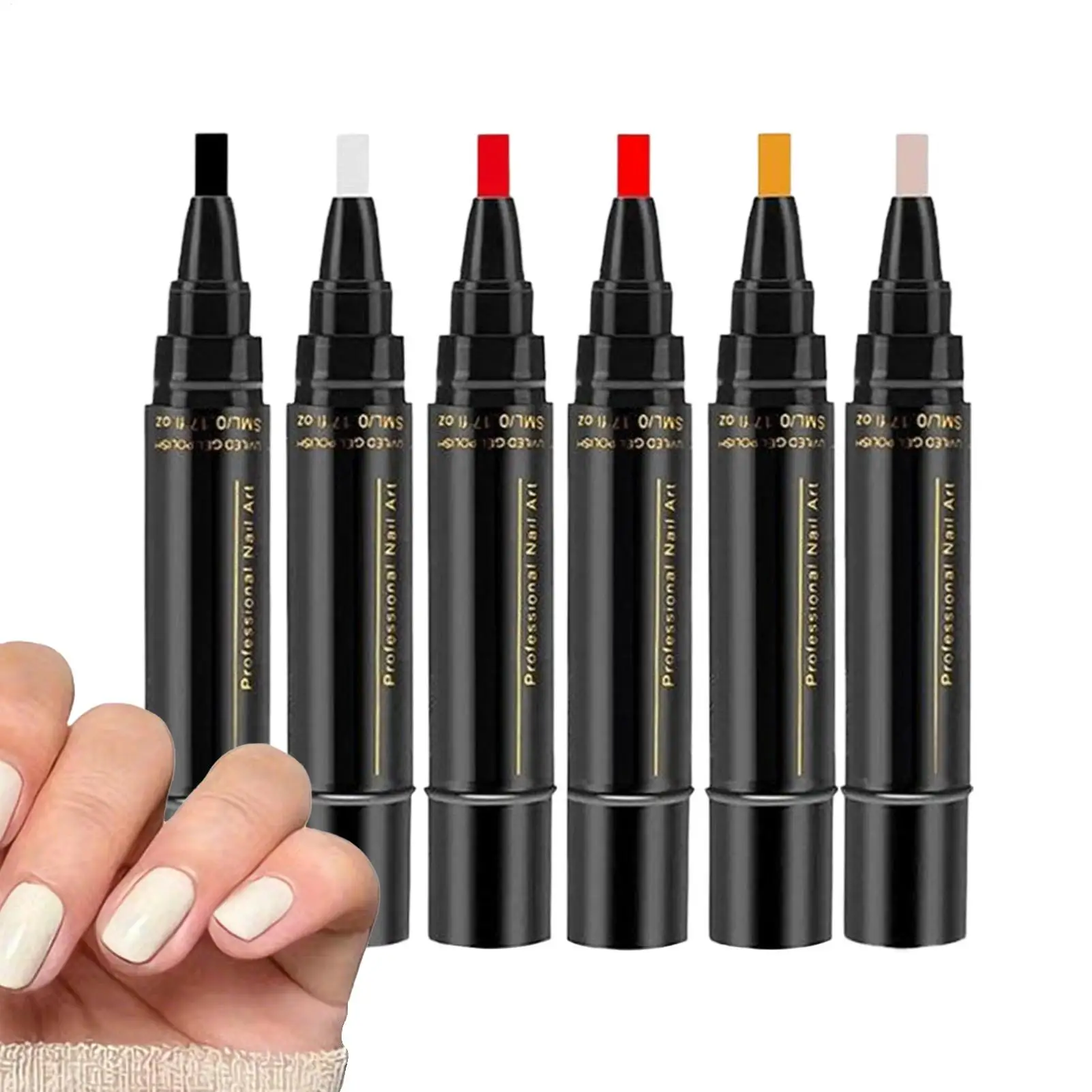 Nail Polish Pens 6-Piece Quick Dry Long Lasting Beauty Supplies Nail Paint Pens for Girls Women Teens Mothers Practice Salon