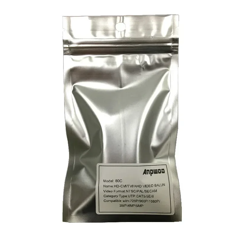 For HD CVI/AHD/TVI Twisted BNC CCTV Passive Transceivers Cat5 CCTV UTP Video Balun, For 2MP 3MP 4MP, 80C 200M(660ft) Range