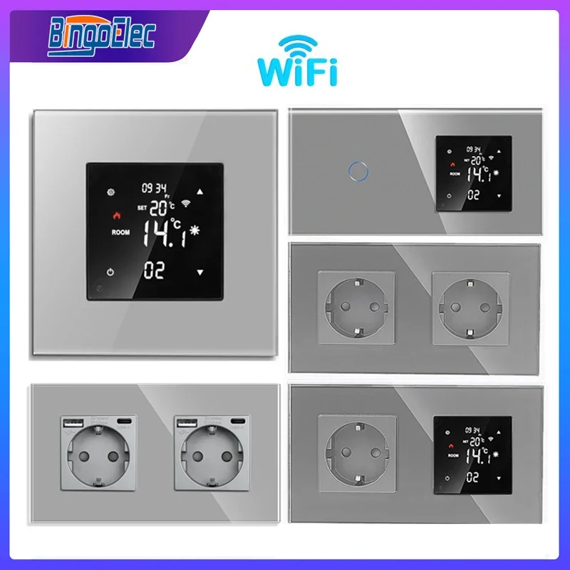 Smart Temperature Controller with Light Switch Wall Socket WiFi Thermostat for Water Electric Floor Gas Boiler Thermoregulator