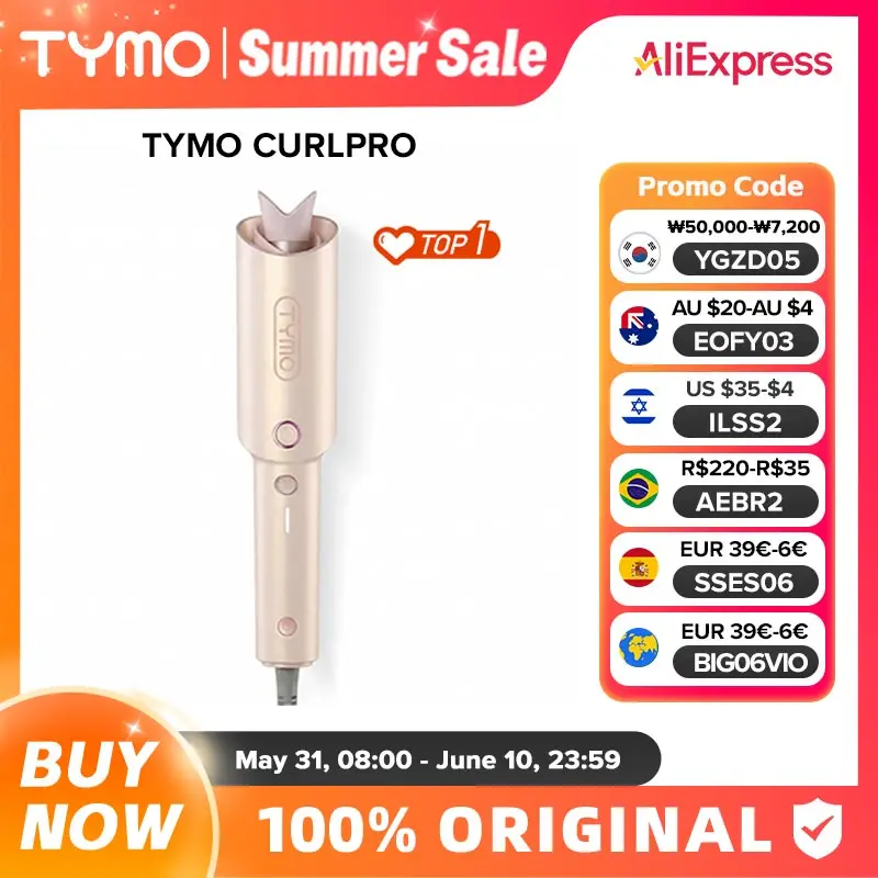 TYMO CURLPRO מסלסל שיער אוטומטי קרמי 32 מ״מ