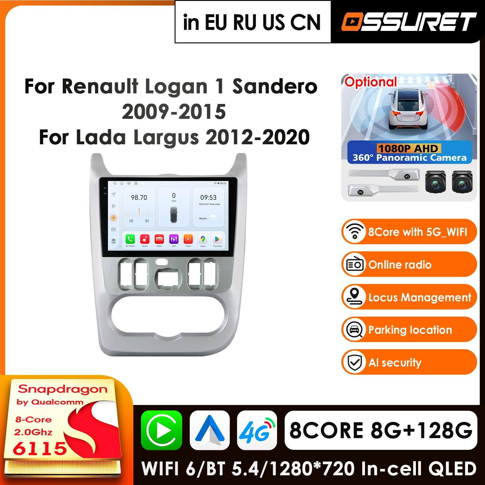 

Android 14 Car Radio For Renault Logan 1 Sandero 2009 - 2015 For Dacia Duster 2010 - 2017 Multimedia Video Player Navigation GPS