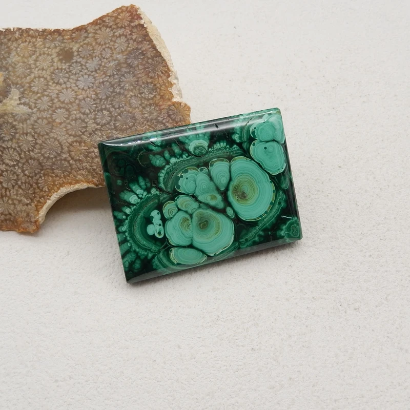 Natural Stone Malachite Cabochon,DIY Jewelry Making Pendant Accessories Free Drilling 51x38x7mm 48g