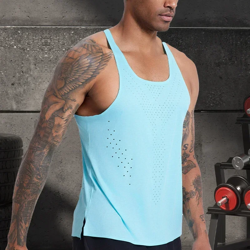 Men Summer Sports Vest Sleeveless Quick Dry Sportswear Marathon Sleeveless T Shirt Outdoor Riding Bottom Shirt Wrestling Singlet