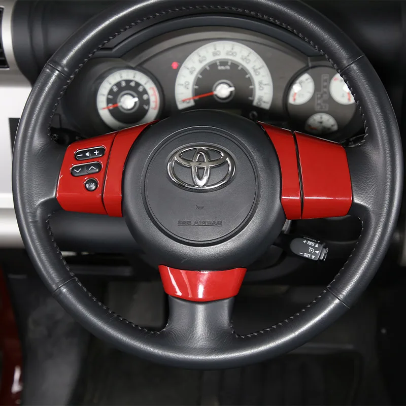 For Toyota FJ Cruiser 2007-2021 ABS Matte black/Carbon fiber Car Steering Wheel Button Decoration Cover Sticker Car Accessories