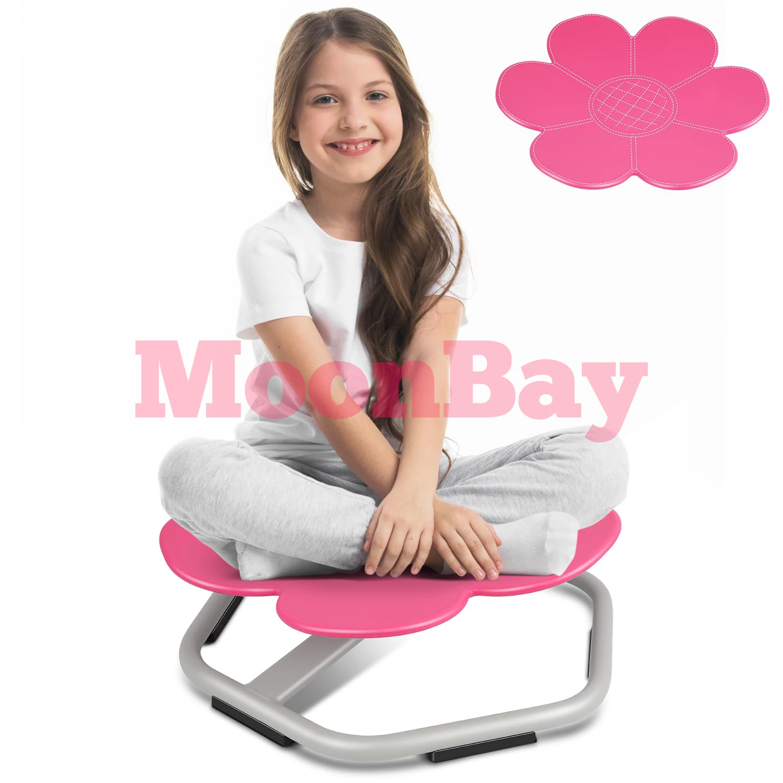 Flower Kids Swivel Chair, Non-Slip Base Spinning Chair for Autistic Kids, Sit and Spin Sensory Spinning Chair Training Body Coor