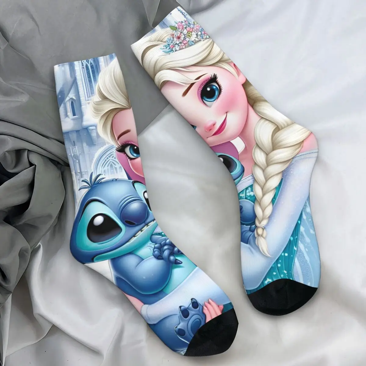 Stitch And Princesses Socks Fashion Stockings Men's Soft Climbing Socks Spring Graphic Non Slip Socks