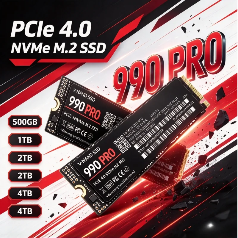990 PRO NVMe M.2 2280 SSD PCIe 4.0, High Read Speed 500GB 1TB 2TB 4TB Internal Drive for PS5 Gaming Laptops Desktops, Low Power