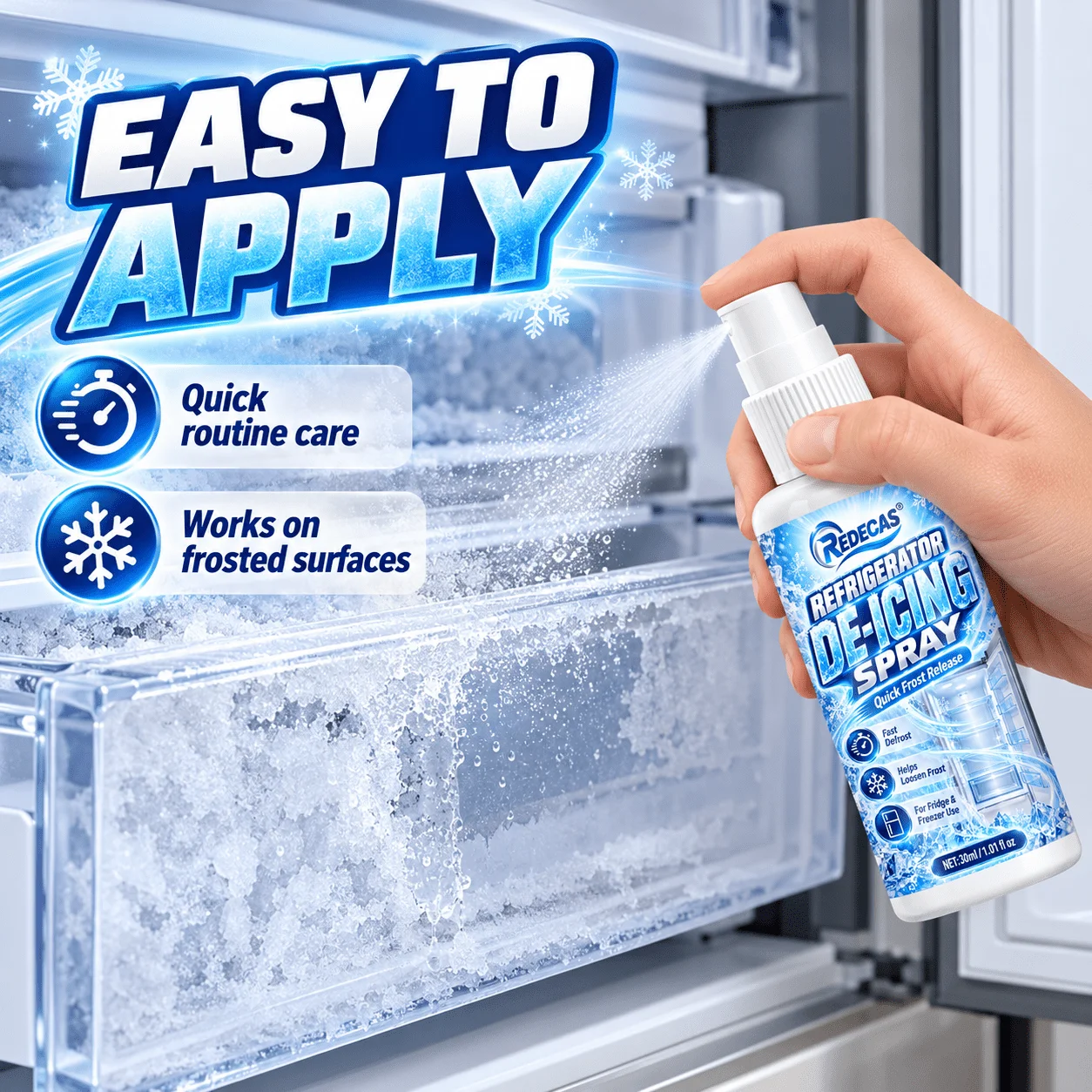 RV Fridge De-Icing De-Frosting Spray, Removes Freezer Frost Build Up, for RV Home Upright Fridge Chest Freezer Mini Kitchen