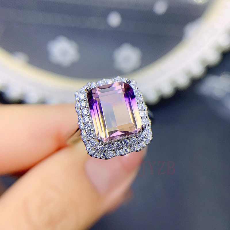 

2022 pop color amethyst Lady Ring generous purple crystal cubic zircon ring fashion party jewelry luxury