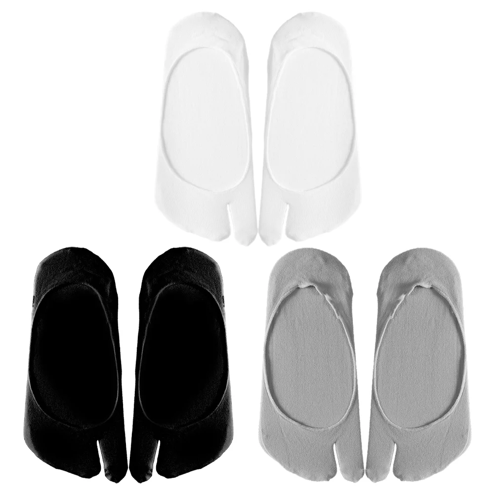 

3 Pairs Tabi Socks Holding Hands Women Toe With Toes Separated For Absorb Sweat Two Nylon Man Thin Pure Color No Show