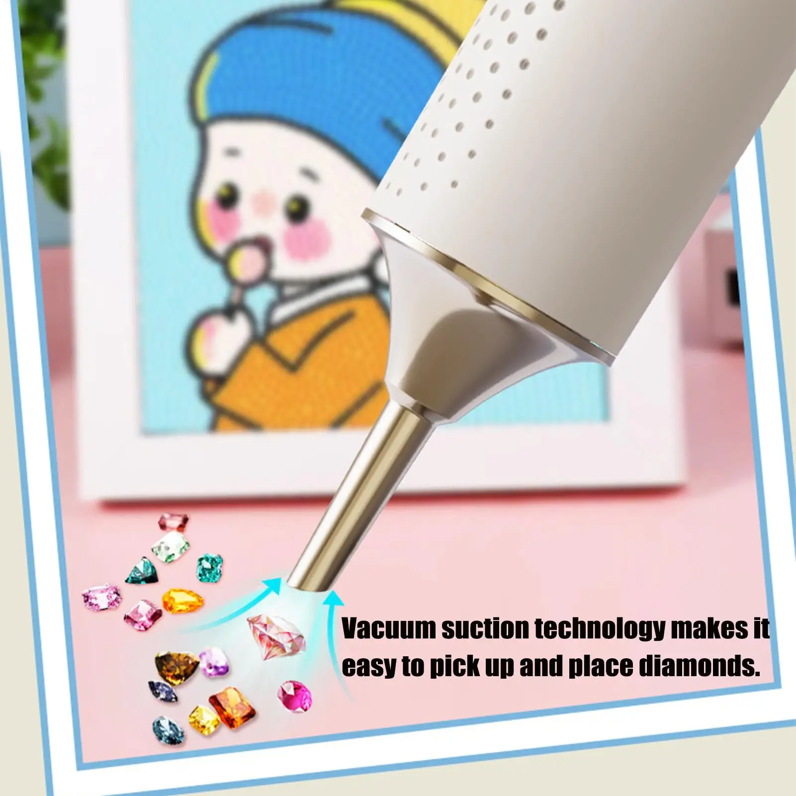 قلم فني ماسي لاسلكي 2 أوضاع سرعة قابلة للتعديل أداة خالية من الشمع لطلاء حجر الراين بأسرع ودقيق يمكنك صنعه بنفسك قابل لإعادة الشحن