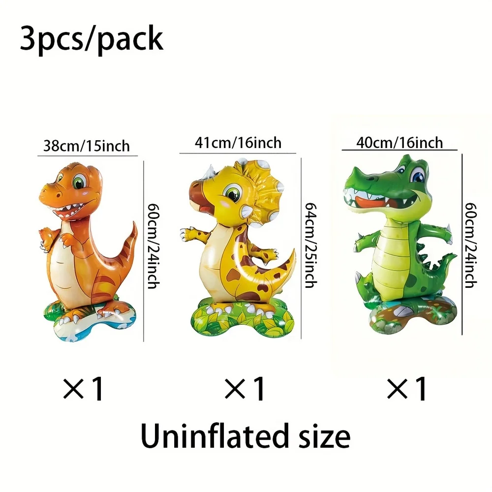 Mini ballon Crocodile à trois bases, Triceratops tyrannosaure Rex, en Film d'aluminium, pour fête d'anniversaire et autres décorations de Festival, 3 pièces