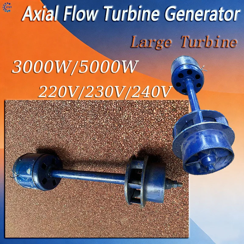 High Power 3KW 5KW Water Turbine Generator 220V AC Axial-flow Generator Set Alternative Power Energy Generator Lighting Charging