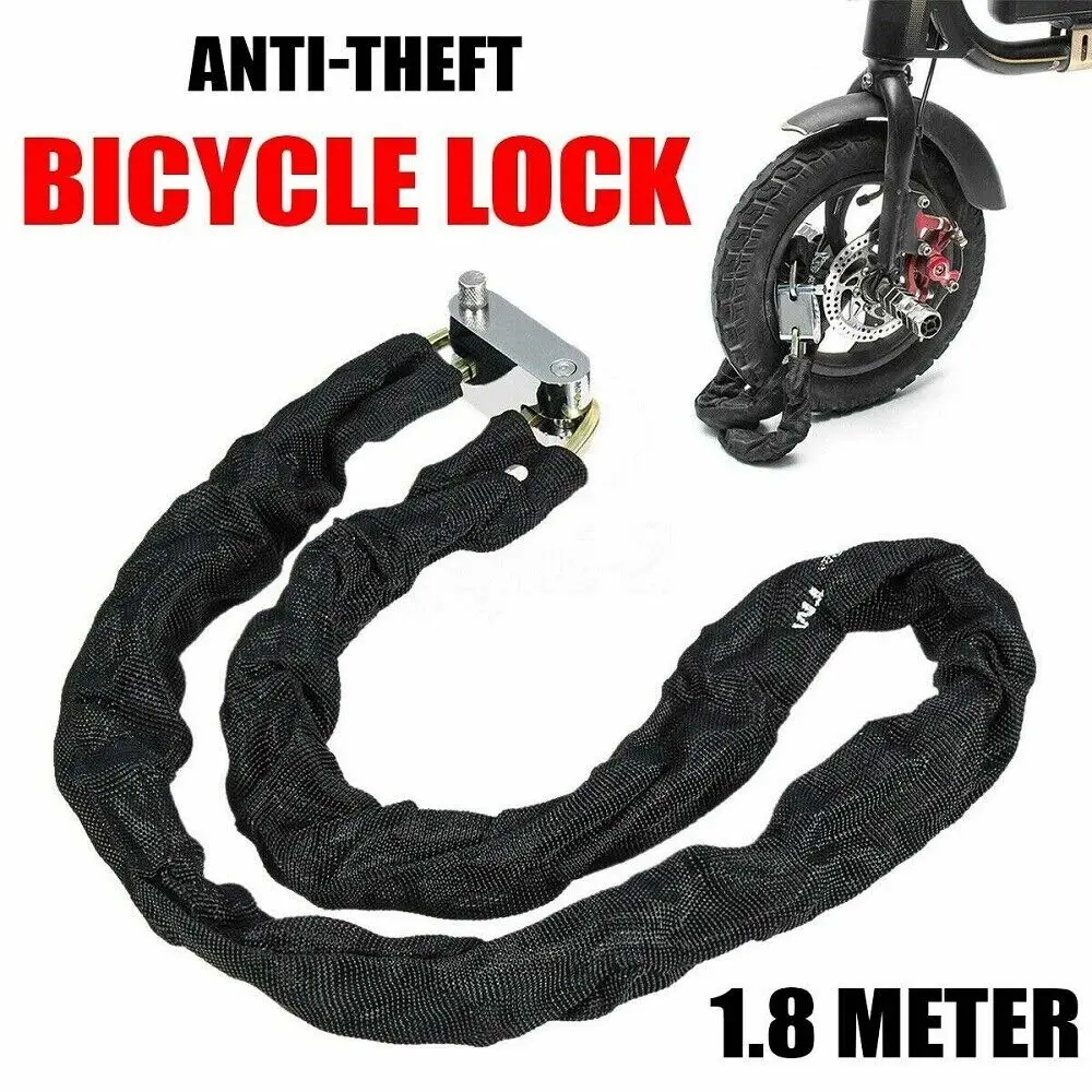 قفل سلسلة الدراجة الثقيلة ، قفل أمان أسود ، سلسلة معدنية للدراجات النارية والدراجات ، m #5