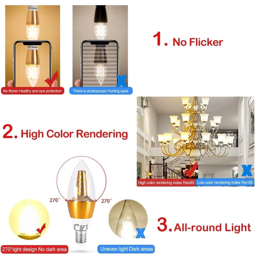 HZZKZZ Selling LED E27 E14 Retro Edison LED Filament Bulb Lamp 110V 220V Light Bulb  Glass Bulb Vintage Chandeliers Candle Light