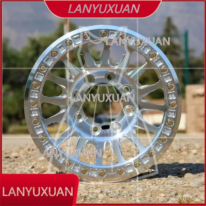 17 Inch Forged Wheels with Simulated Beadlock Silver Machined Face 17x8.5 17x9 17x10 6x139.7 6x135 for F150 Raptor