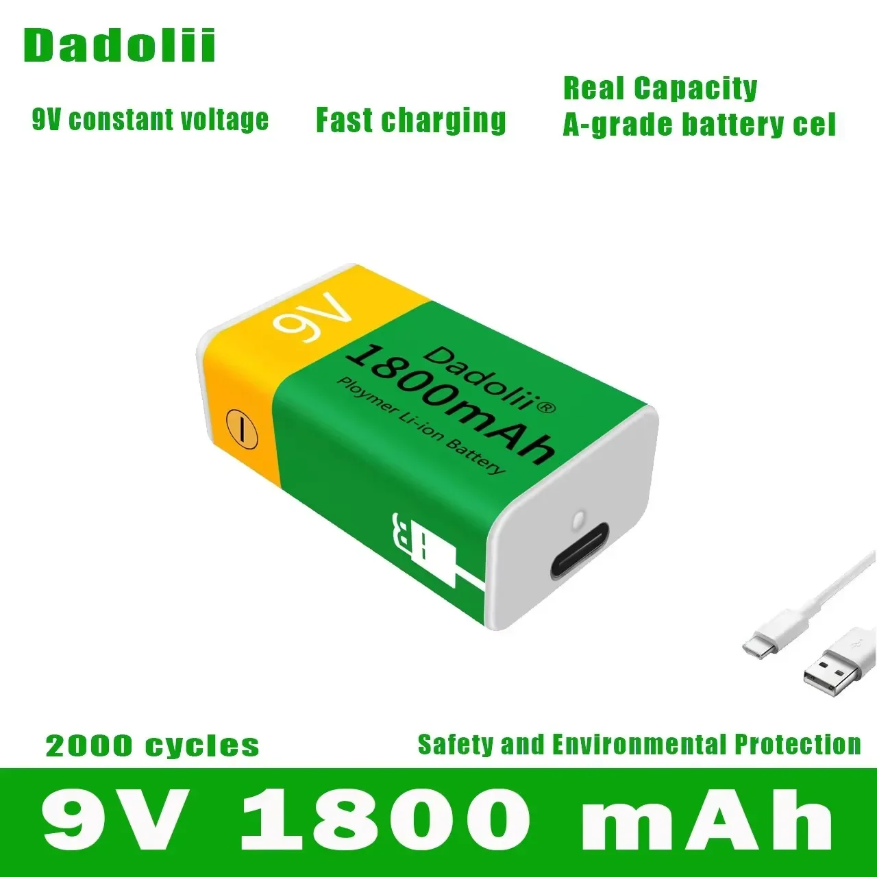 9 فولت 1800 مللي أمبير بطارية ليثيوم أيون قابلة للشحن مايكرو USB بطاريات 9 فولت ليثيوم لعبة ميكروفون متعدد التحكم عن بعد KTV استخدام